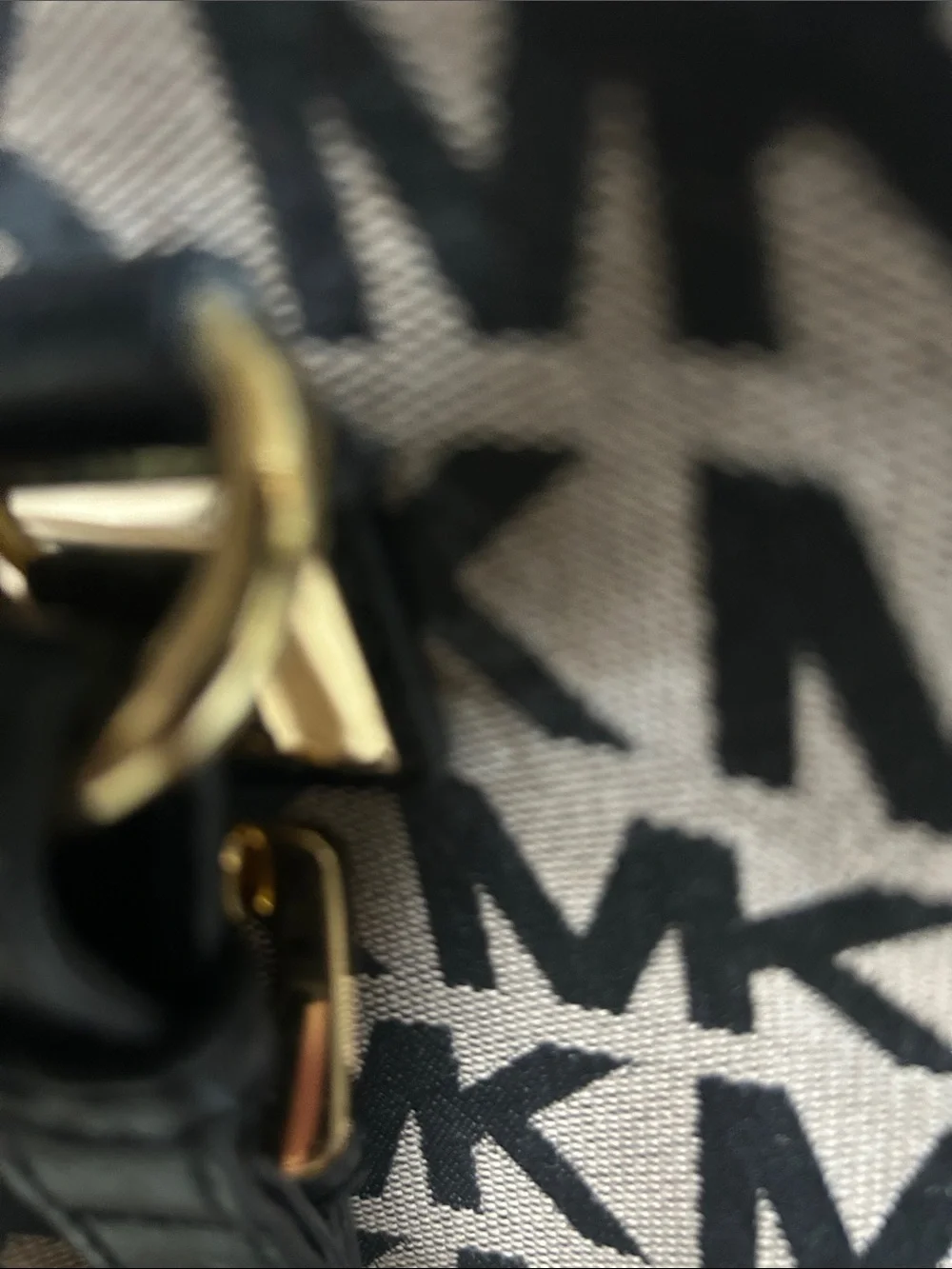 MICHAEL Michael Kors Taupe MK Logo Satchel with Black Handles and Gold Hardware